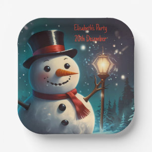 Fröhliche Snowman-Party Einladung - Festivalkarte. Pappteller