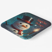 Fröhliche Snowman-Party Einladung - Festivalkarte. Pappteller (Gewinkelt)