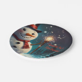 Fröhliche Snowman-Party Einladung - Festivalkarte. Pappteller (Schrägansicht)