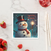 Fröhliche Snowman-Party Einladung - Festivalkarte. Serviette (Beispiel)