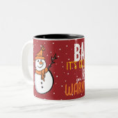 Fröhliche Snowman-Tasse - Winterwärme verteilen Zweifarbige Tasse (Vorderseite Links)