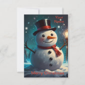 Fröhliche Snowman Weihnachtskarte - Festivalkarte. Dankeskarte (Vorderseite)