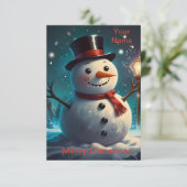 Fröhliche Snowman Weihnachtskarte - Festivalkarte. Dankeskarte (Stehend Vorderseite)
