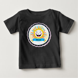 Fröhliche Sonne Cartoon mit lächelndem Gesicht Baby T-shirt