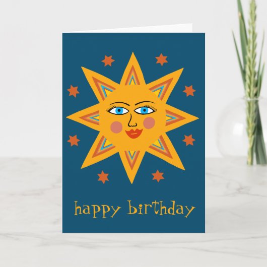 fröhliche Sonne GLÜCKLICH BIRTHDAY CUSTOM Modern B Karte (Vorderseite)