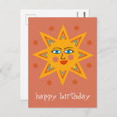 fröhliche Sonne GLÜCKLICH BIRTHDAY CUSTOM Postkarte (Vorne/Hinten)
