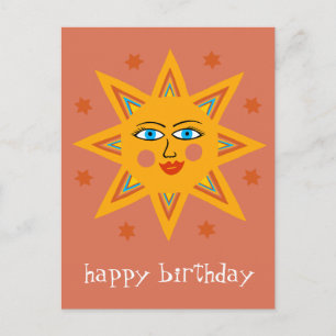 fröhliche Sonne GLÜCKLICH BIRTHDAY CUSTOM Postkarte