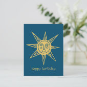 fröhliche Sonne GLÜCKLICH BIRTHDAY CUSTOM Postkarte (Stehend Vorderseite)
