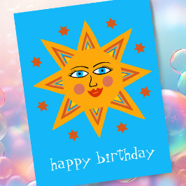 fröhliche Sonne GLÜCKLICH BIRTHDAY CUSTOM Postkarte