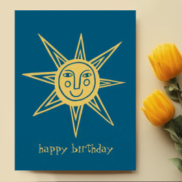 fröhliche Sonne GLÜCKLICH BIRTHDAY CUSTOM Postkarte