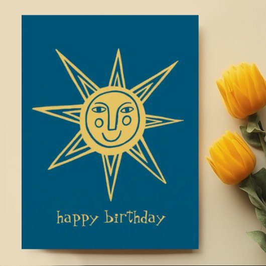 fröhliche Sonne GLÜCKLICH BIRTHDAY CUSTOM Postkarte