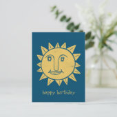 fröhliche Sonne GLÜCKLICH BIRTHDAY CUSTOM Postkarte (Stehend Vorderseite)