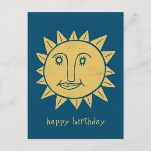 fröhliche Sonne GLÜCKLICH BIRTHDAY CUSTOM Postkarte