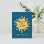 fröhliche Sonne GLÜCKLICH BIRTHDAY CUSTOM Postkarte (Stehend Vorderseite)