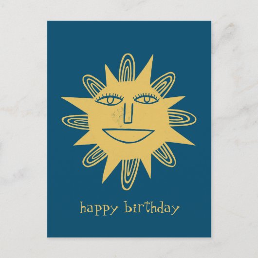fröhliche Sonne GLÜCKLICH BIRTHDAY CUSTOM Postkarte (Vorderseite)