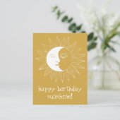 fröhliche Sonne & Mond GLÜCKLICH GEBURTSTAG CUSTOM Postkarte (Stehend Vorderseite)