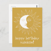 fröhliche Sonne & Mond GLÜCKLICH GEBURTSTAG CUSTOM Postkarte (Vorne/Hinten)