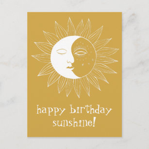 fröhliche Sonne & Mond GLÜCKLICH GEBURTSTAG CUSTOM Postkarte