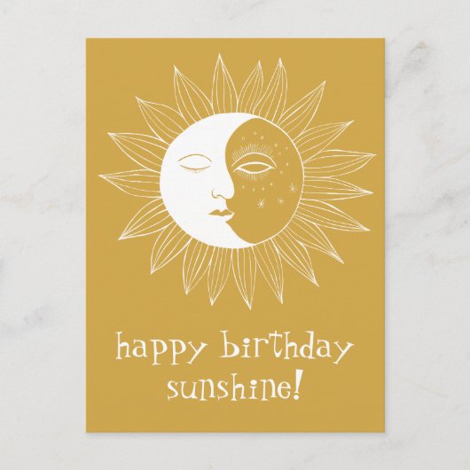 fröhliche Sonne & Mond GLÜCKLICH GEBURTSTAG CUSTOM Postkarte (Vorderseite)