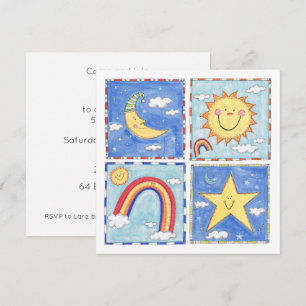 Fröhliche Sonne, Mond, Stern und Regenbogen Geburt