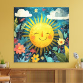 Fröhliche Sonne über Blumengarten Leinwanddruck (Insitu (Wohnzimmer))