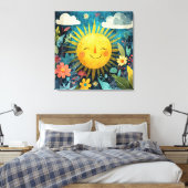 Fröhliche Sonne über Blumengarten Leinwanddruck (Insitu (Schlafzimmer))