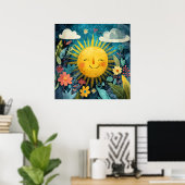 Fröhliche Sonne über dem Garten Poster (Heimbüro)