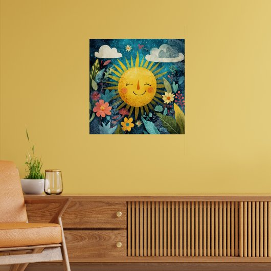 Fröhliche Sonne über dem Garten Poster (Wohnzimmer 2)