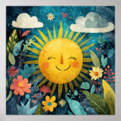Fröhliche Sonne über dem Garten Poster (Vorne)