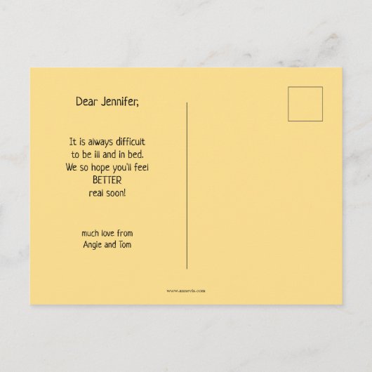 Fröhliche Sonnenblume Dahlia bald wieder gut Postk Postkarte (Rückseite)