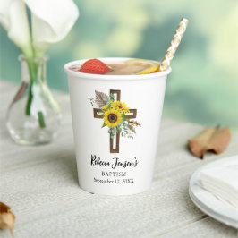 Fröhliche Sonnenblume Rustikale Boho Dunkle Holz K Pappbecher