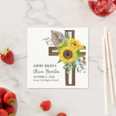 Fröhliche Sonnenblume Rustikaler Sommer Boho Taufe Serviette (Beispiel)