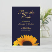 Fröhliche Sonnenblume Save the Date Navy Blue Einladung (Stehend Vorderseite)