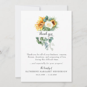 Fröhliche Sonnenblume Trauer Beerdigung Dankeschön Dankeskarte