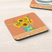 Fröhliche Sonnenblumenblumen-Untersetzer Getränkeuntersetzer (Linke Seite)