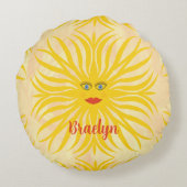 Fröhliche Sonnencreme-Gelbe Kinderillustration Rundes Kissen (Rückseite)