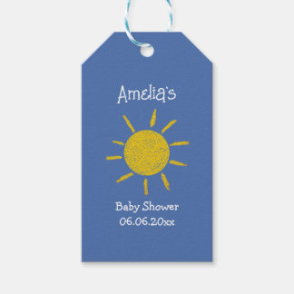 Fröhliche Sonnenschein Blaue Babyparty Geschenkanhänger