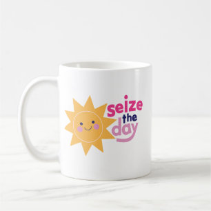Fröhliche Sonnenscheinmotivation Lächeln Sun Phras Kaffeetasse