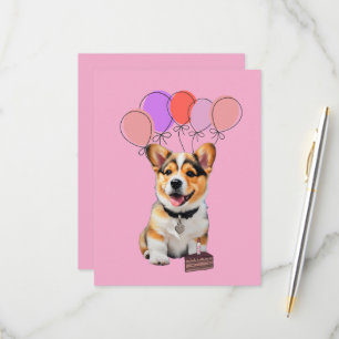 Fröhliche Spielerei Rosa Corgi Geburtstags Dankesc RSVP Karte