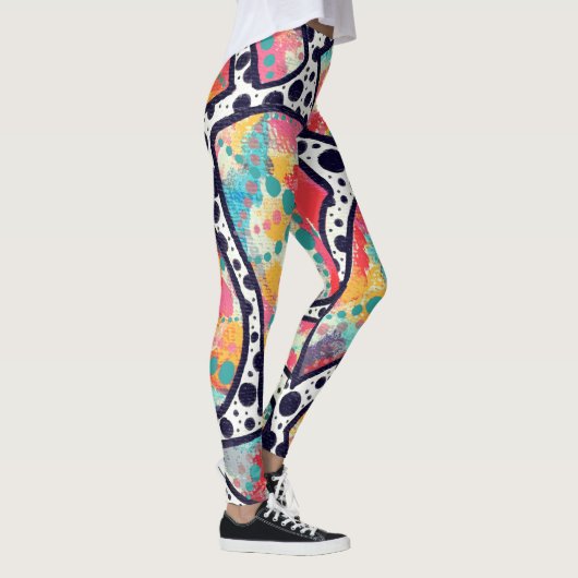Fröhliche Spots, Dots und originale Funky Lines Leggings (Rechts)