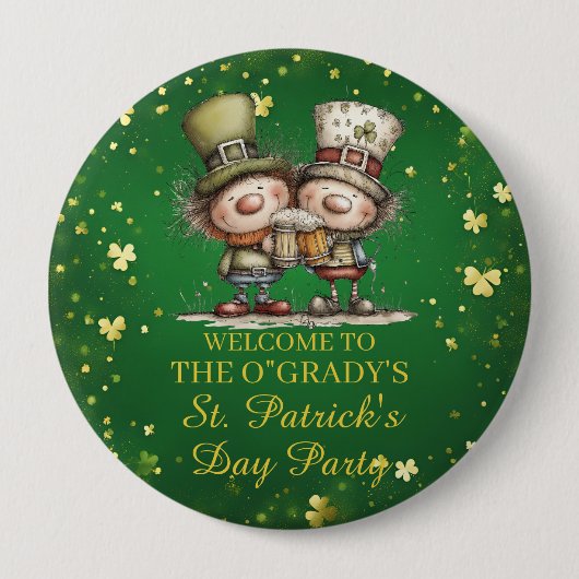 Fröhliche St. Patrick’s Day Party-Illustration Button (Vorderseite)