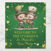 Fröhliche St. Patrick’s Day Party-Illustration Weinetikett (Einzelnes Label)
