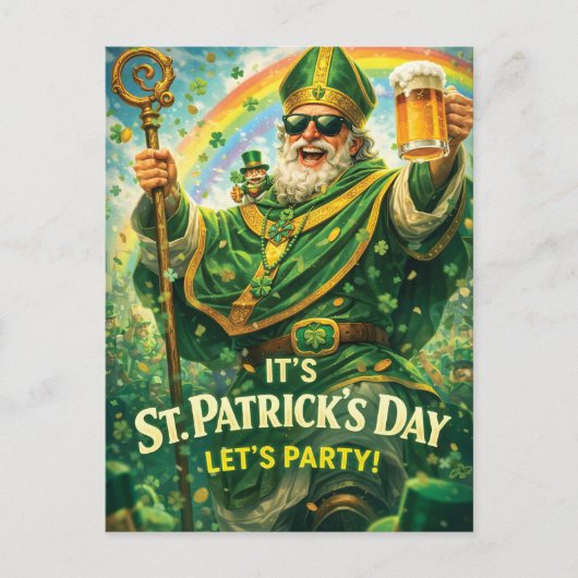 Fröhliche St. Patrick's Day Party-Illustration Postkarte (Vorderseite)