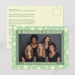 Fröhliche Sterne Grüne Weihnachts Custom Geschäft Feiertagspostkarte