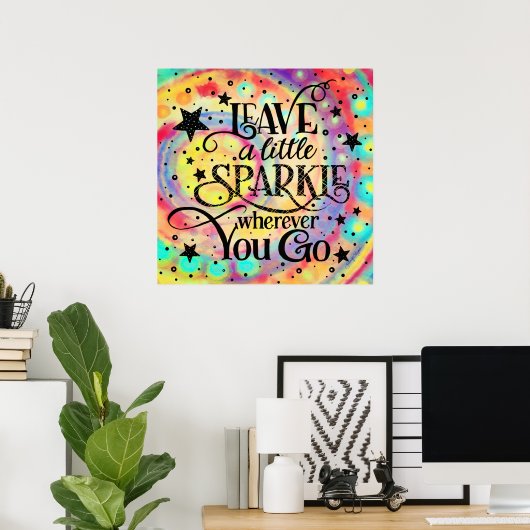 Fröhliche Sterne Verließ einen Sparkle Poster (Heimbüro)