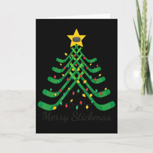 Fröhliche Stickmas lustiges Hockey Weihnachten Karte