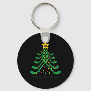 Fröhliche Stickmas lustiges Hockey Weihnachten Schlüsselanhänger