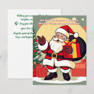 Fröhliche Stimmung Weihnachtsmann Grußkarte – Ho H