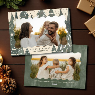 Fröhliche & strahlende 2-Foto-Familien-Weihnachtsb Feiertagskarte