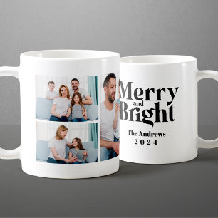 Fröhliche & strahlende 3-Familien-Foto-Collage Wei Kaffeetasse